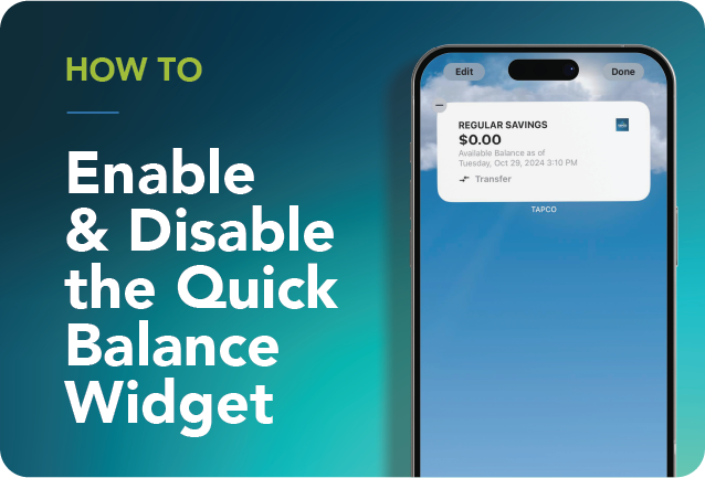 Enable/Disable Quick Balance Widget